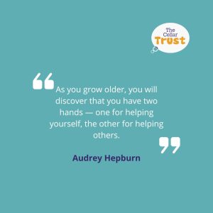 Audrey Hepburn Quote - As you grow older, you will discover that you have two hands - one for helping yourself, the other to help others.